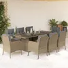The Living Store 9-tlg. Garten-Essgruppe mit Kissen Beige Produktbild-Vorschau 2