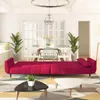 vidaXL Schlafsofa 2-Sitzer mit 2 Kissen Weinrot Samt Produktbild-Vorschau 2