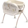 A baby bathtub with a stand and a changing table attachment, shown from a slightly diagonal angle. Produktbild-Vorschau