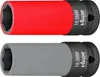 Two impact sockets, one red and one gray, are shown side-by-side against a white background. Produktbild-Vorschau