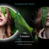 A marketing image for an energy-saving mirror, featuring two women partially obscured by leaves, with text overlays. Produktbild-Vorschau