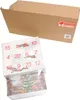 An advent calendar with Christmas-themed decorations is shown in front of an open cardboard box. Produktbild-Vorschau