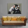 4002 Affe mit Kopfhörer Leinwandbild 3-teilig 80x60 cm Produktbild-Vorschau 2