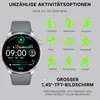 A smartwatch is shown next to icons representing various sports modes and text describing its features. Produktbild-Vorschau