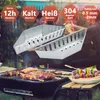 Two metal smoking boxes are shown in the foreground, with a grill full of food in the background. Produktbild-Vorschau