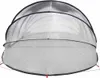 A silver, dome-shaped pool tent with black trim and red tie-down stakes, shown from the front. Anteprima dell’immagine prodotto