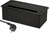 A black recessed power outlet with a cord and plug. Produktbild-Vorschau