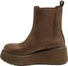 A single brown boot with a platform sole, shown from the side against a white background. Produktbild-Vorschau