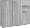 A grey wooden sideboard with three doors and three drawers. Náhled obrázku produktu