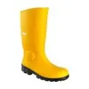 A yellow safety boot with a black sole, isolated on a white background. Voir les images du produit