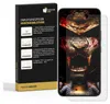 A product package for screen protectors is shown next to a smartphone with a screen protector applied. Produktbild-Vorschau