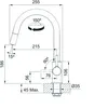 Technical drawing of a faucet with dimensions and angles indicated. Podgląd zdjęcia produktu