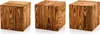 Three wooden cubes are displayed side-by-side against a white background. Anteprima dell’immagine prodotto