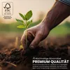 A hand planting a seedling in soil, with FSC certification logo and marketing text. Produktbild-Vorschau