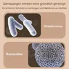 A collage showing microscopic images of bacteria, labeled 'Streptococcus' and 'Bacteroides', with German text about cleaning difficulties. Produktbild-Vorschau