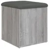 A gray storage ottoman with a wood-grain finish. Anteprima dell’immagine prodotto