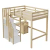 OKWISH Lit Mezzanine 90x200 cm avec Bureau et Étagères, Voir les images du produit 6