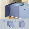 A collage showing storage boxes in use and how to assemble them. Produktbild-Vorschau
