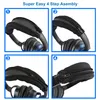 A four-panel image demonstrating the installation of a headphone headband cover. Produktbild-Vorschau