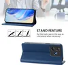 A person is using a blue phone case with a kickstand feature. Produktbild-Vorschau