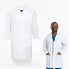A collage showing a white lab coat on the left and a man wearing a white lab coat on the right. Produktbild-Vorschau