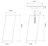 Diagrams showing the dimensions and assembly of a furniture leg. Náhled obrázku produktu