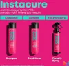Marketing image for Matrix InstaCure hair products, showing three bottles and highlighting the 'Cleanse', 'Soften', and 'Fill Porosity' steps. Anteprima dell’immagine prodotto