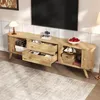 Merax TV Lowboard erbsenförmig mit Rillenoptik, TV-Schrank Produktbild-Vorschau 6