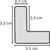 A diagram showing the dimensions of an L-shaped frame. Produktbild-Vorschau
