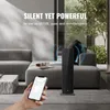 A modern living room with a sofa, coffee table, and a tall, slender black air machine. Anteprima dell’immagine prodotto