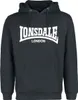 A black Lonsdale London hoodie with the brand logo and name printed in white on the chest. Produktbild-Vorschau