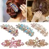 Damen Mode Blume Blatt Kristall Strass Haarspange Clip Produktbild-Vorschau 3