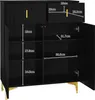 A black cabinet with gold accents, showing interior dimensions. Anteprima dell’immagine prodotto