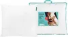 A pillow is shown in its packaging, with a label displaying product information and an image of a woman. Podgląd zdjęcia produktu