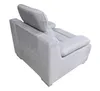 A grey sofa with adjustable headrests, shown from a rear-diagonal angle on a white background. Produktbild-Vorschau