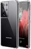 A clear protective case for a Samsung Galaxy S21 Ultra phone is shown, with the phone inside the case. The phone screen displays the time and date. Anteprima dell’immagine prodotto