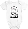 Baby Body mit Bär Hello World Aufdruck Baumwolle kurzarm Produktbild-Vorschau 1