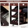 A collage of images showing different features of a kitchen cart, including its drawers, wine rack, and storage cabinets. Produktbild-Vorschau