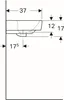 Technical drawing with dimensions for a sink. Produktbild-Vorschau