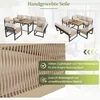 A collage of outdoor furniture sets and a close-up of woven rope material. Produktbild-Vorschau