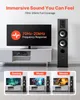 A living room setup with a TV and speakers, showcasing different usage scenarios for gaming, music, and movies. Náhľad obrázku produktu