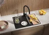 PRIMAGRAN Spülbecken Schwarz Metallic 70x50cm, Granitspüle Produktbild-Vorschau 2