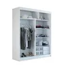A white wardrobe with clothes hanging inside and shelves filled with folded clothes and storage boxes. Produktbild-Vorschau