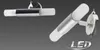 Two views of a modern LED wall lamp with a chrome finish and frosted glass diffuser. Produktbild-Vorschau