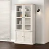 The Living Store Vitrine VIGO Weiß 85x35x170 cm Massivholz Produktbild-Vorschau 1