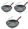Three frying pans of different sizes are shown with dimensions indicated by lines and text. Anteprima dell’immagine prodotto