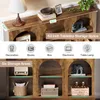 A console table with decorative items and storage areas. Voir les images du produit