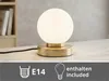 Kleine Tischlampe Messing mit Glas Kugel Weiß, LED per Produktbild-Vorschau 7