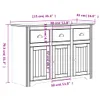 A technical drawing of a sideboard with dimensions indicated. Podgląd zdjęcia produktu