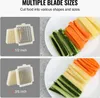 A collage showing two different blade sizes for a french fry cutter and examples of cut vegetables. Produktbild-Vorschau